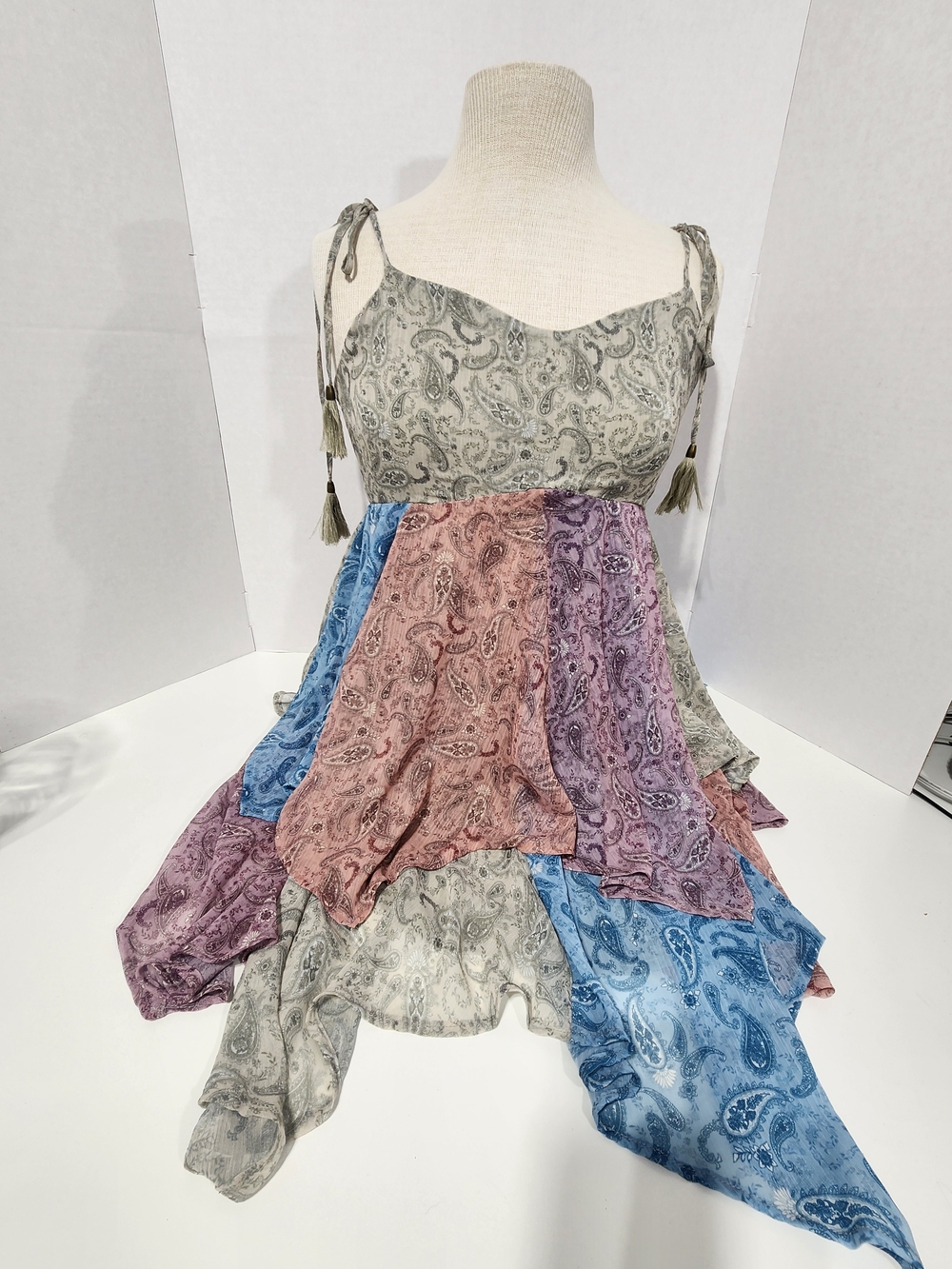 Storia Multicolor Paisley Asymmetrical Tie-Strap Sundress